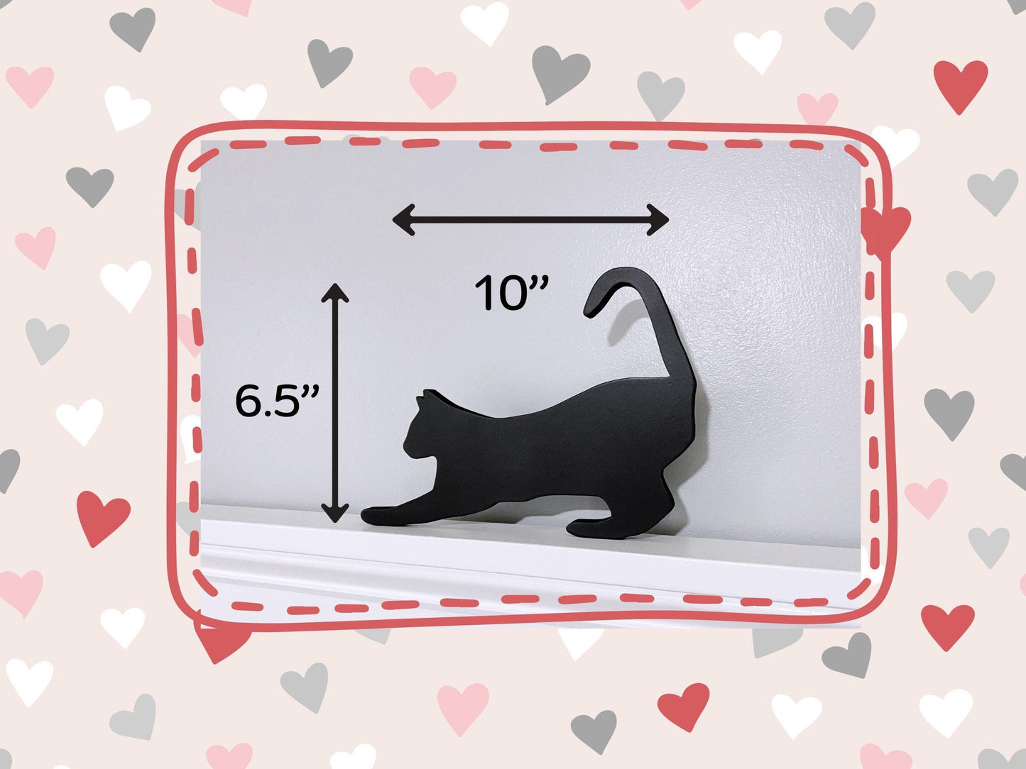 Stretching Black Cat Door Topper: Handmade Wood Silhouette