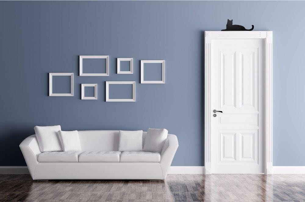 Handmade Black Cat Door Topper - Perfect gift for cat lover - Window Shelf Sitter - Black Cat Silhouette for Home Decor