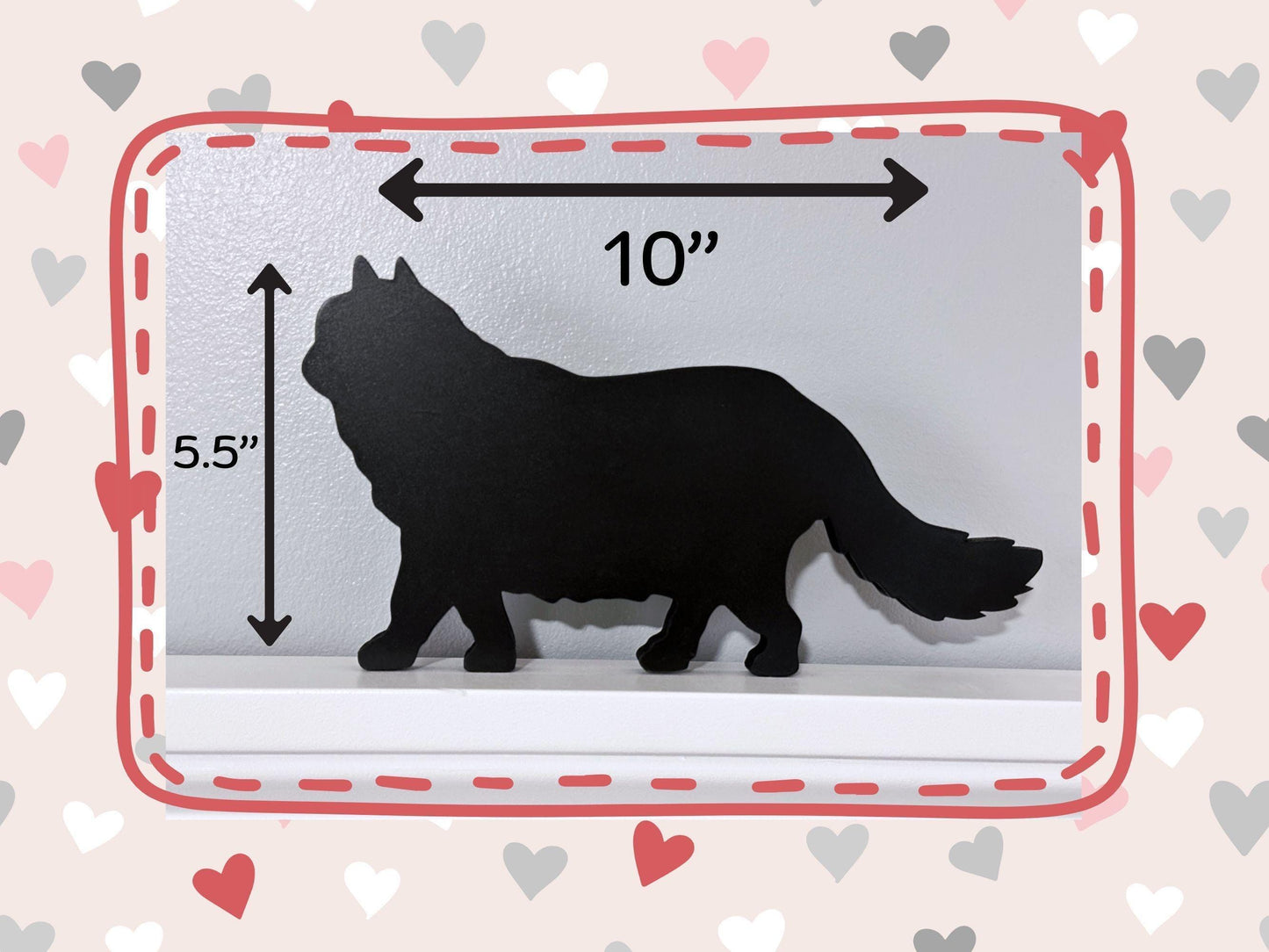 Long Haired Black Cat silhouette door topper, Handmade gift for cat lover, Cat memorial gift
