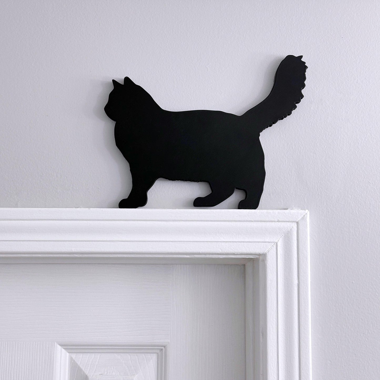 Handmade Ragdoll Black Cat Shelf Sitter: Long Haired Cat Door Topper
