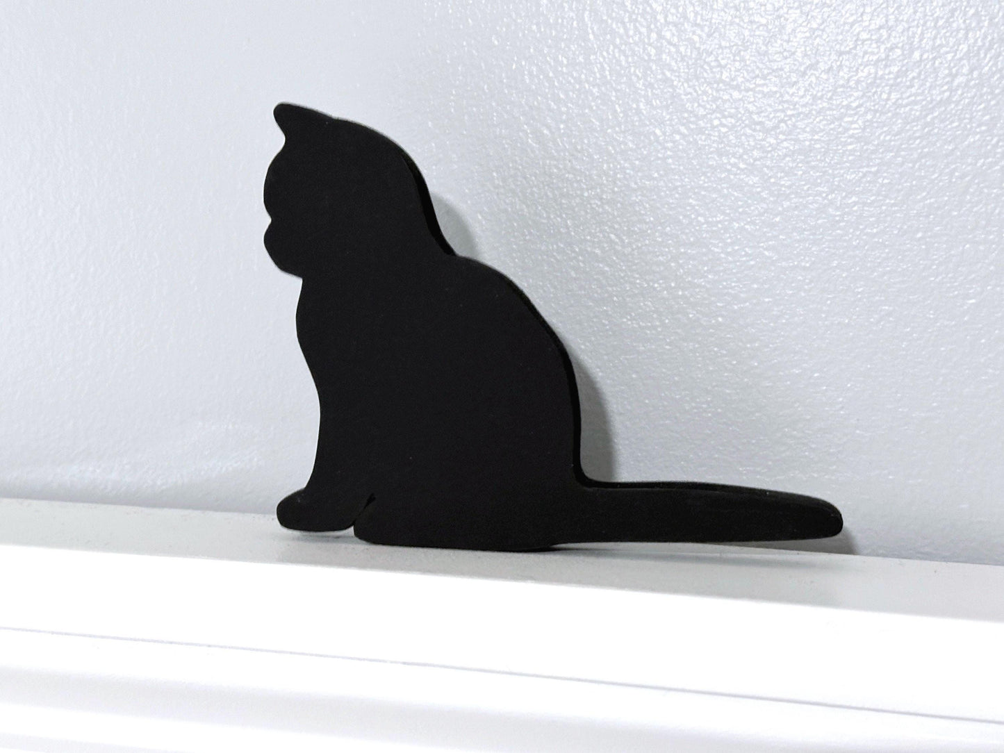 Hand Scrolled Black Kitten Door Topper: Whimsical Cat Lover Gift