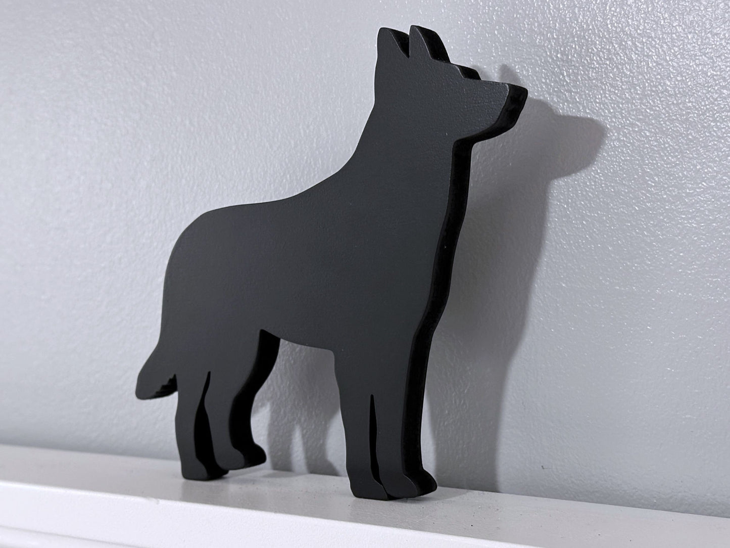 Belgian Malinois Door Topper: Hand Scrolled Dog Shelf Sitter