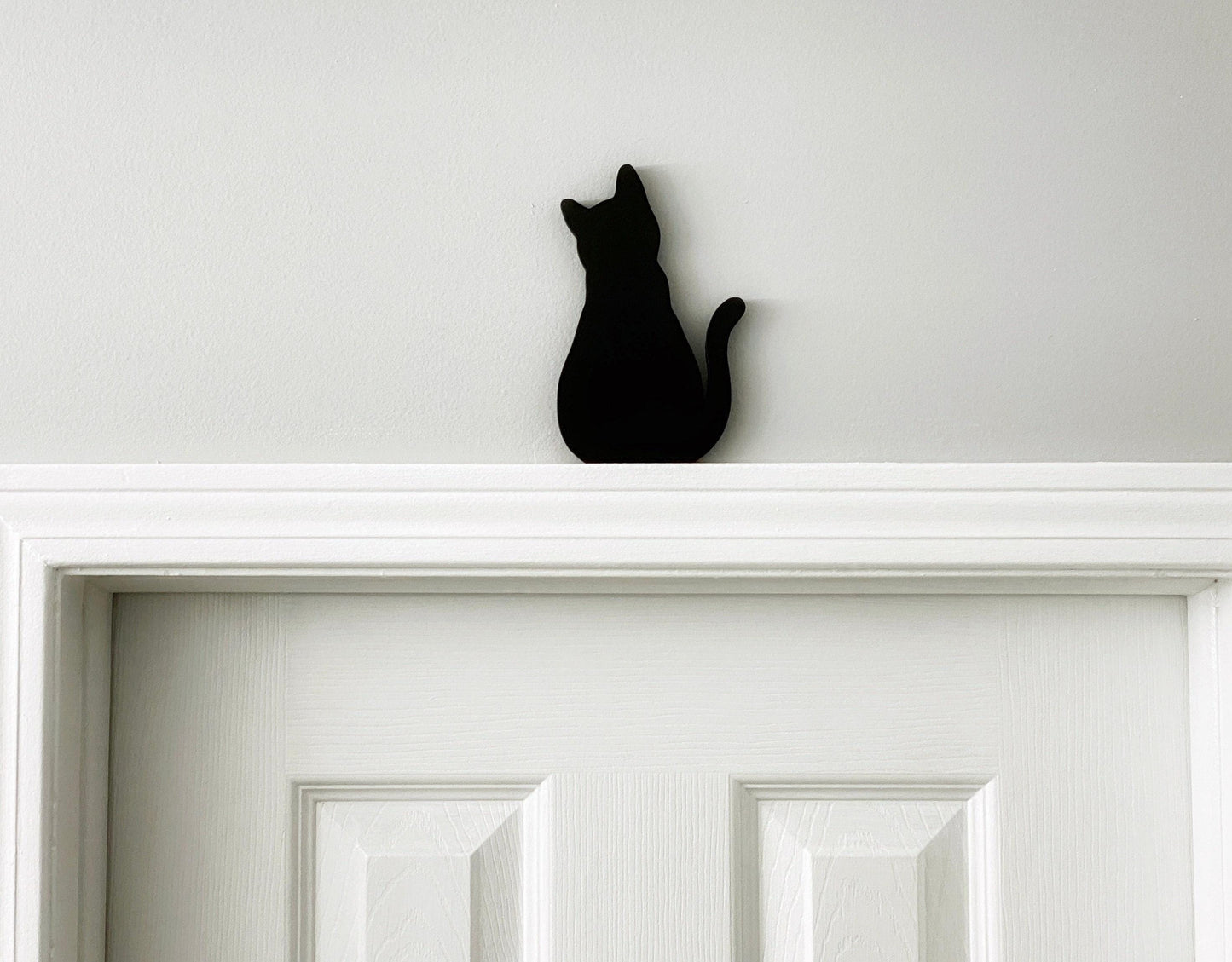 Handmade Black Cat Door Topper: Cat Lover Gift, Shelf Sitter Decor