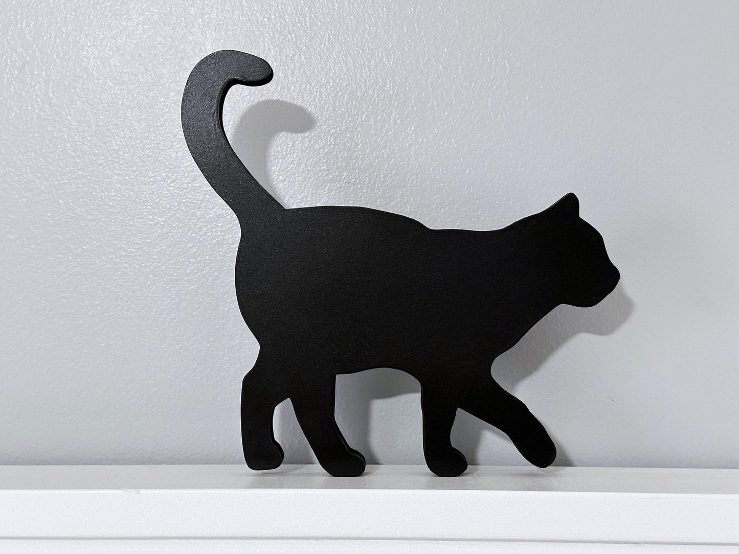 Handmade Black Cat Shelf Decor: Wooden Silhouette Door Topper