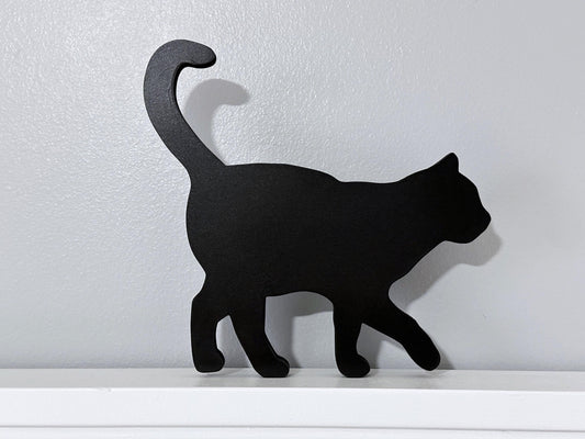 Handmade Black Cat Shelf Decor: Wooden Silhouette Door Topper