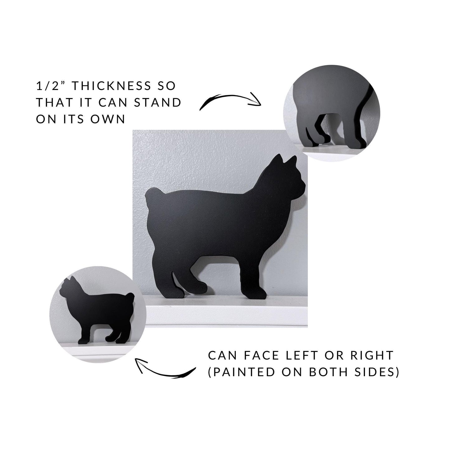 Manx Bobtail Black Cat door topper,  Handmade gift for cat lover, Cat memorial gift