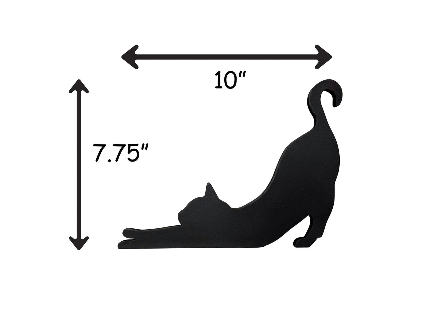 Handmade Stretching Cat Door Topper: Black Cat Shelf Sitter