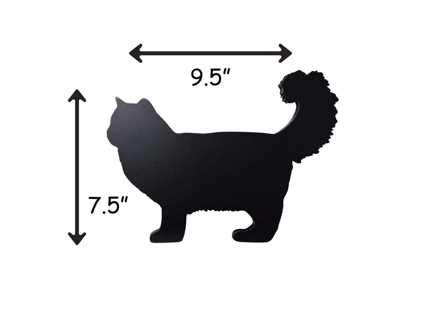 Handmade Ragamuffin Black Cat Shelf Sitter: Long Haired Cat Door Topper