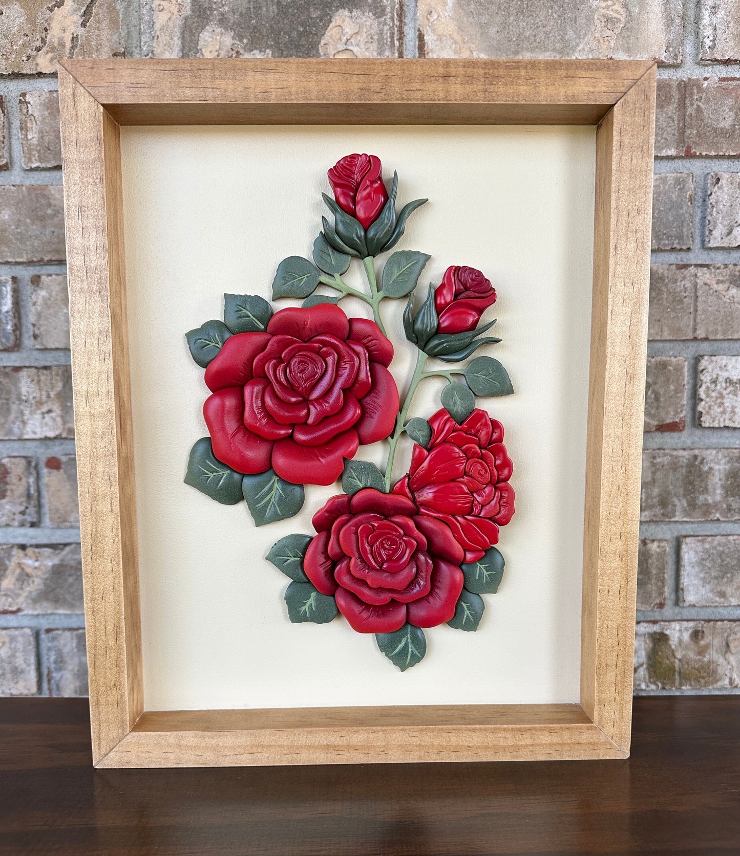 Handcrafted Wood Roses framed floral wall art - Christmas Gift for Her