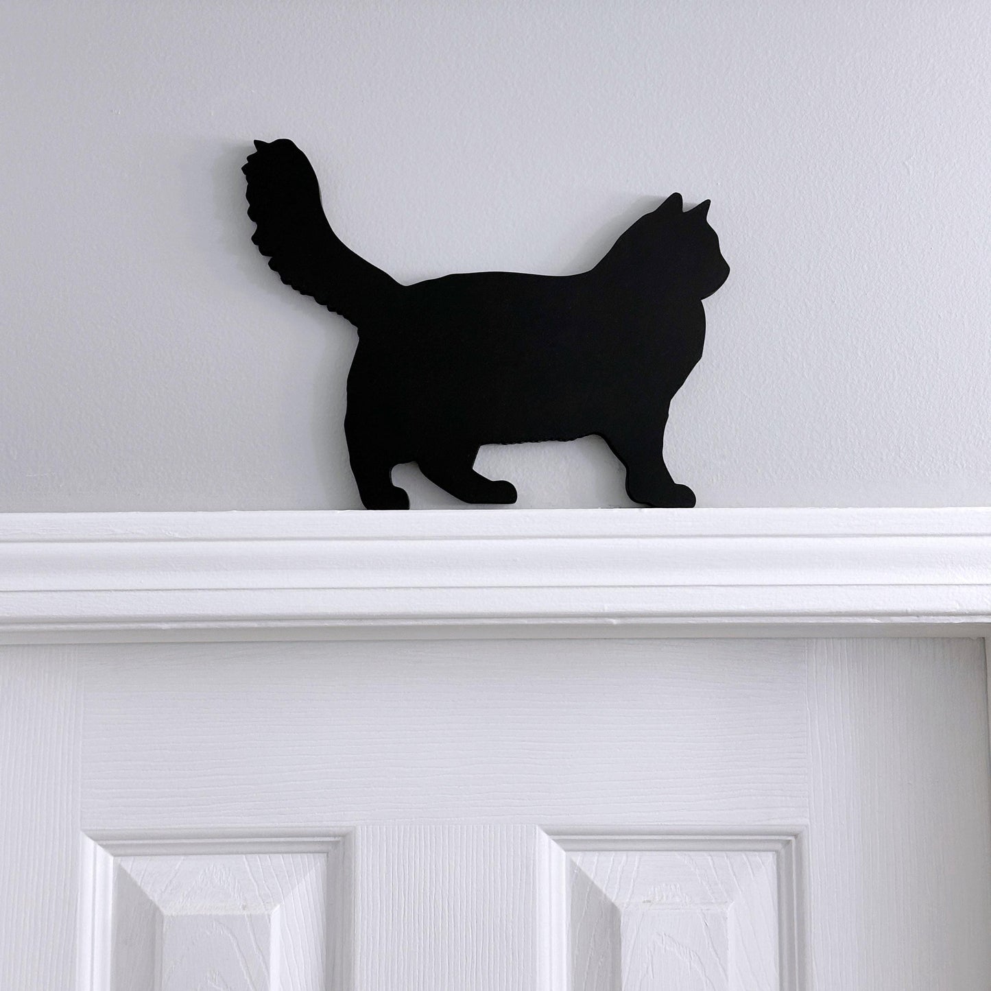 Handmade Ragdoll Black Cat Shelf Sitter: Long Haired Cat Door Topper