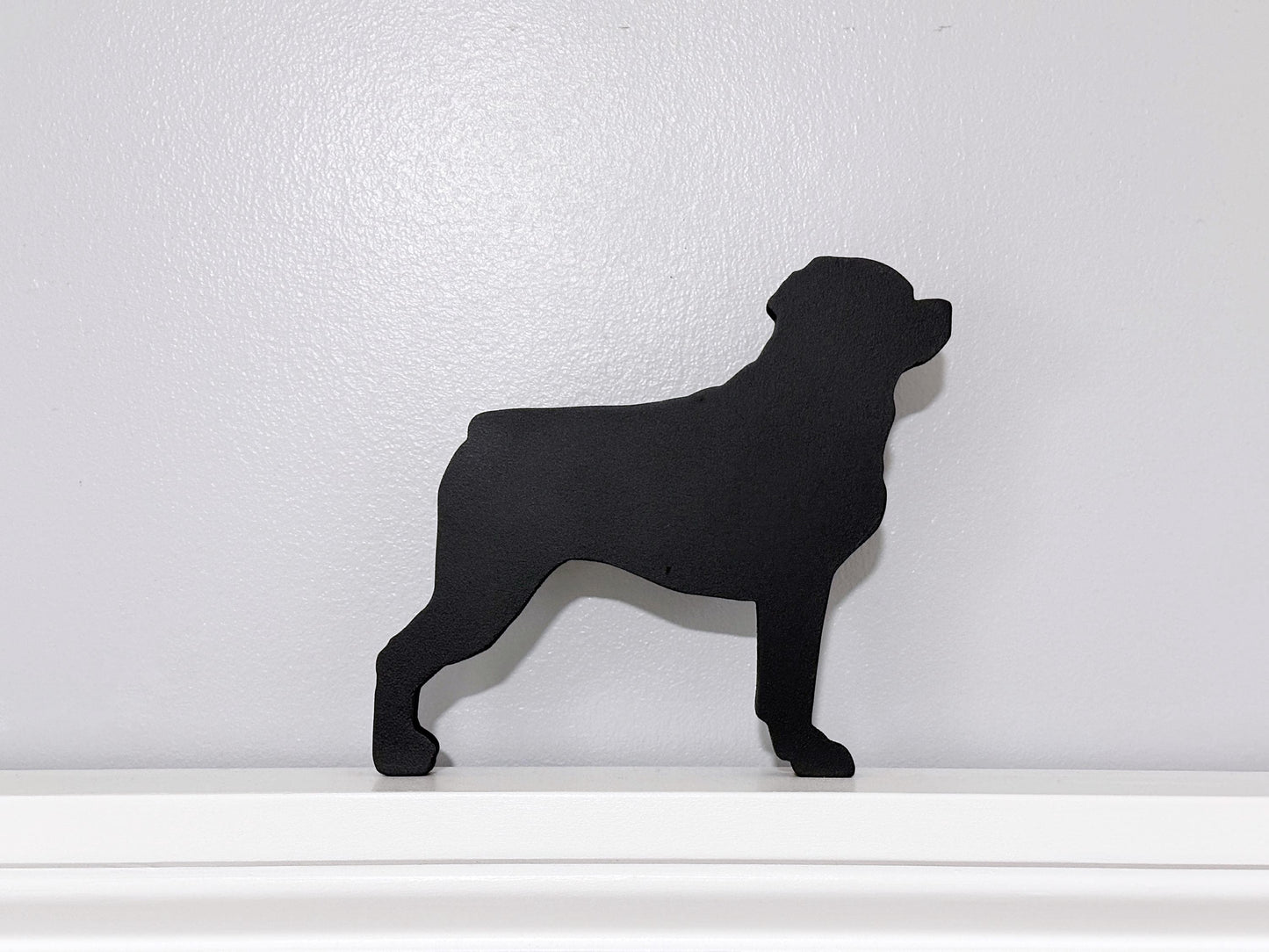 Handmade Rottweiler dog shelf sitter or door topper for dog lover.
