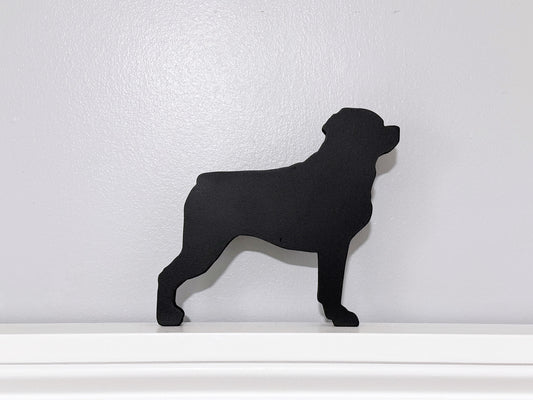 Handmade Rottweiler dog shelf sitter or door topper for dog lover.