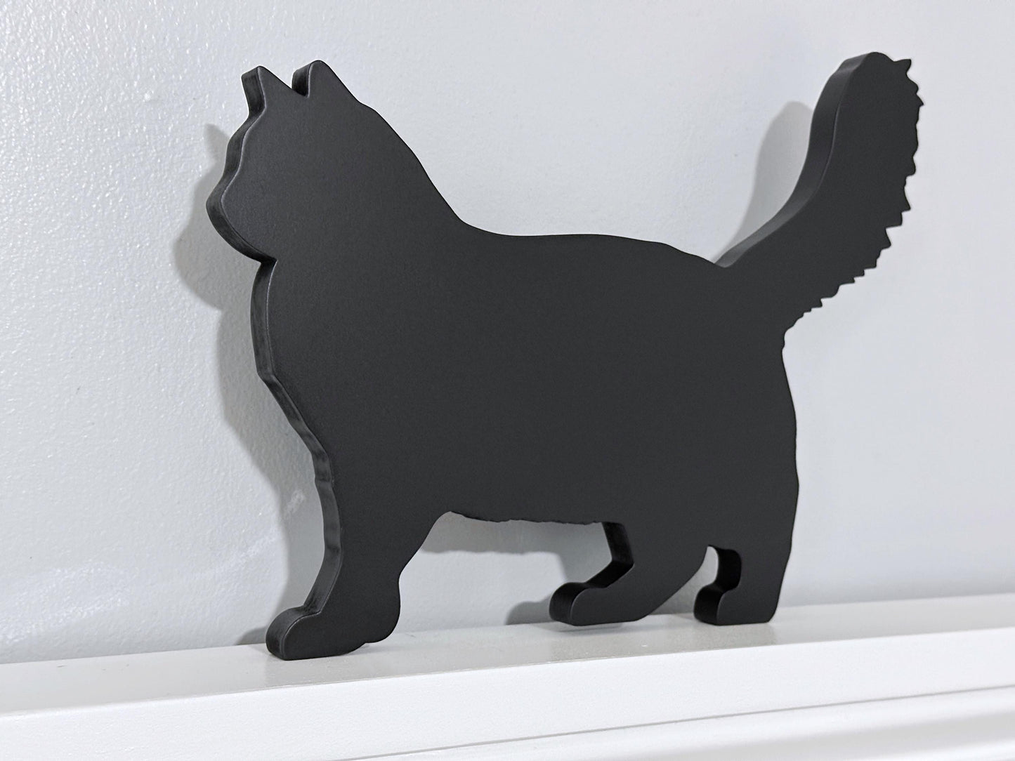 Handmade Ragdoll Black Cat Shelf Sitter: Long Haired Cat Door Topper