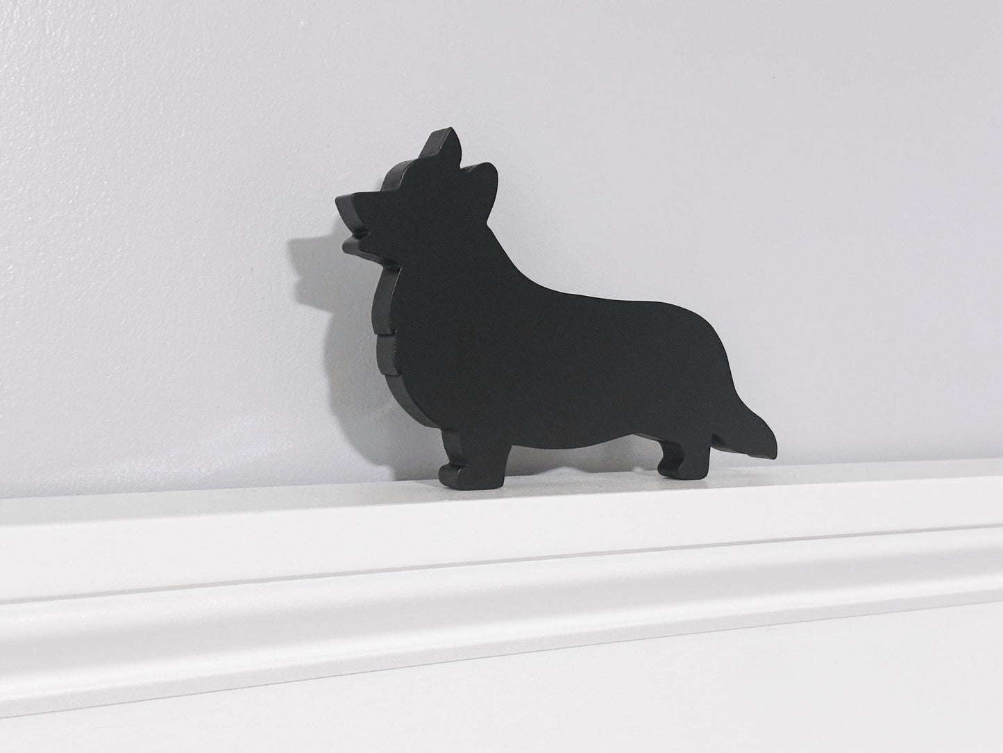 Handmade Wooden Corgi Shelf Sitter: Dog Memorial Decor