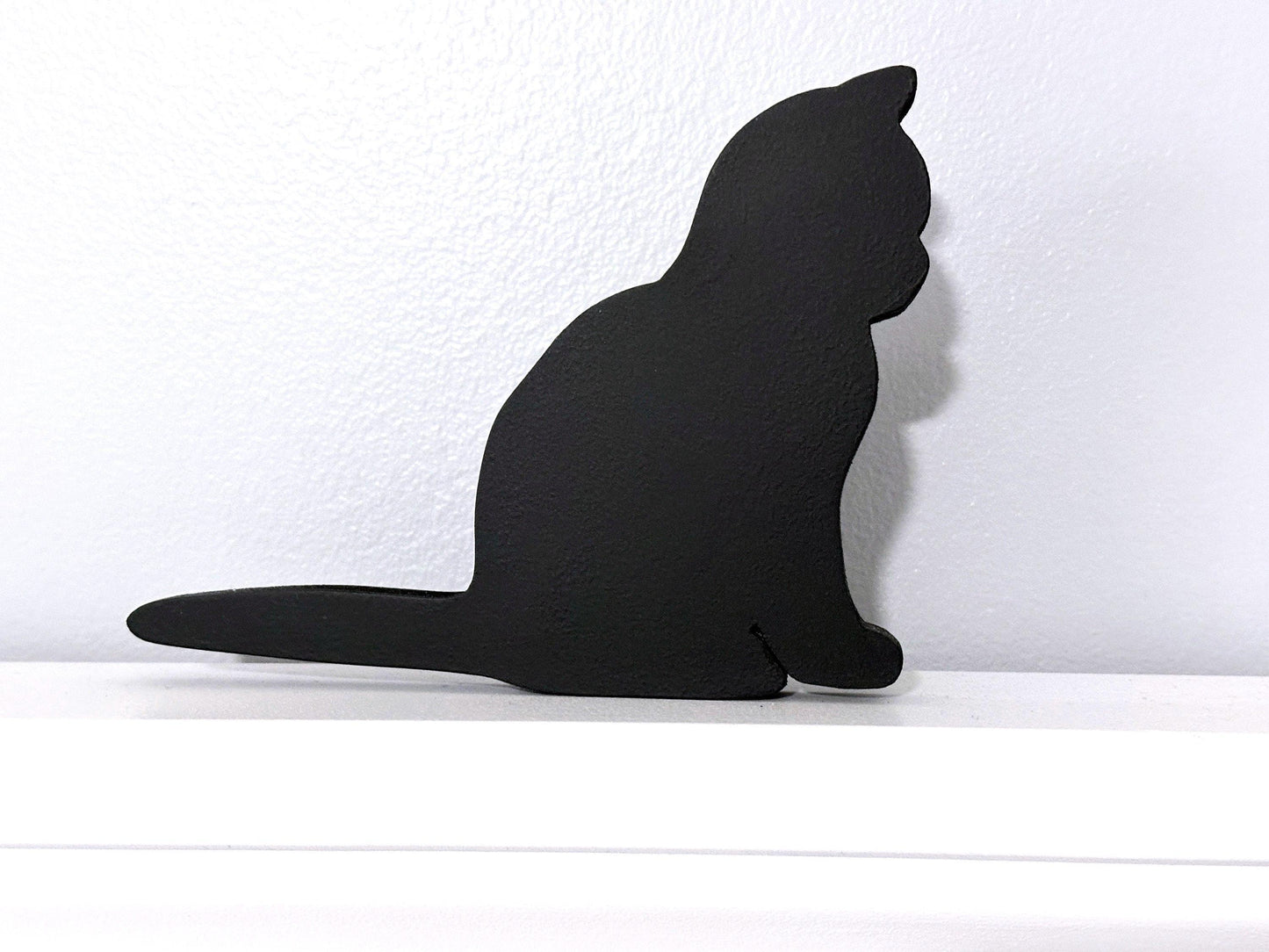 Hand Scrolled Black Kitten Door Topper: Whimsical Cat Lover Gift