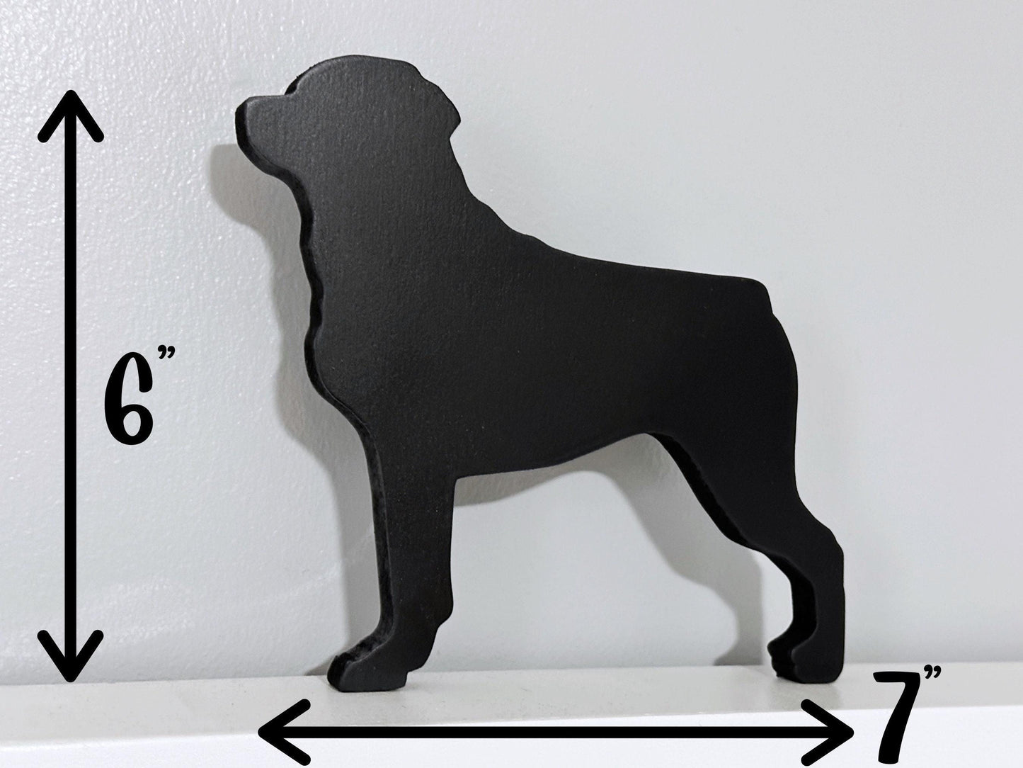 Handmade Rottweiler dog shelf sitter or door topper for dog lover.