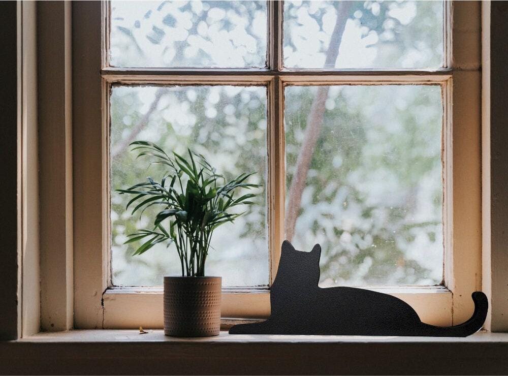 Handmade Black Cat Door Topper - Perfect gift for cat lover - Window  Shelf Sitter - Black Cat Silhouette for Home Decor