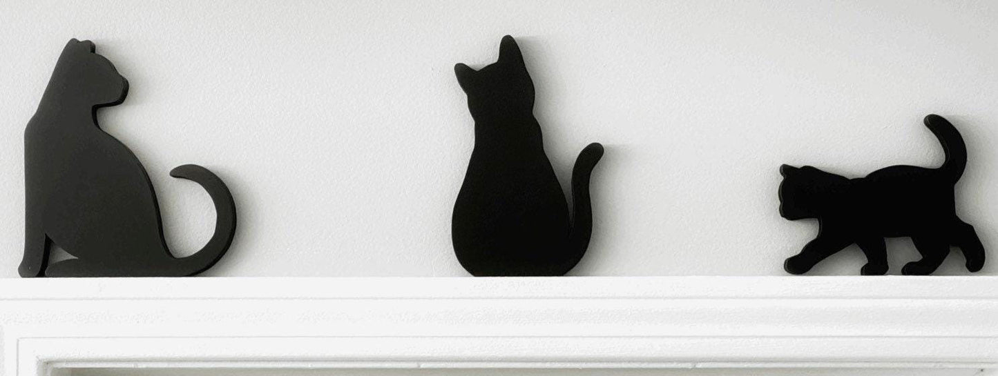 Handmade Black Cat Door Topper: Cat Lover Gift, Shelf Sitter Decor