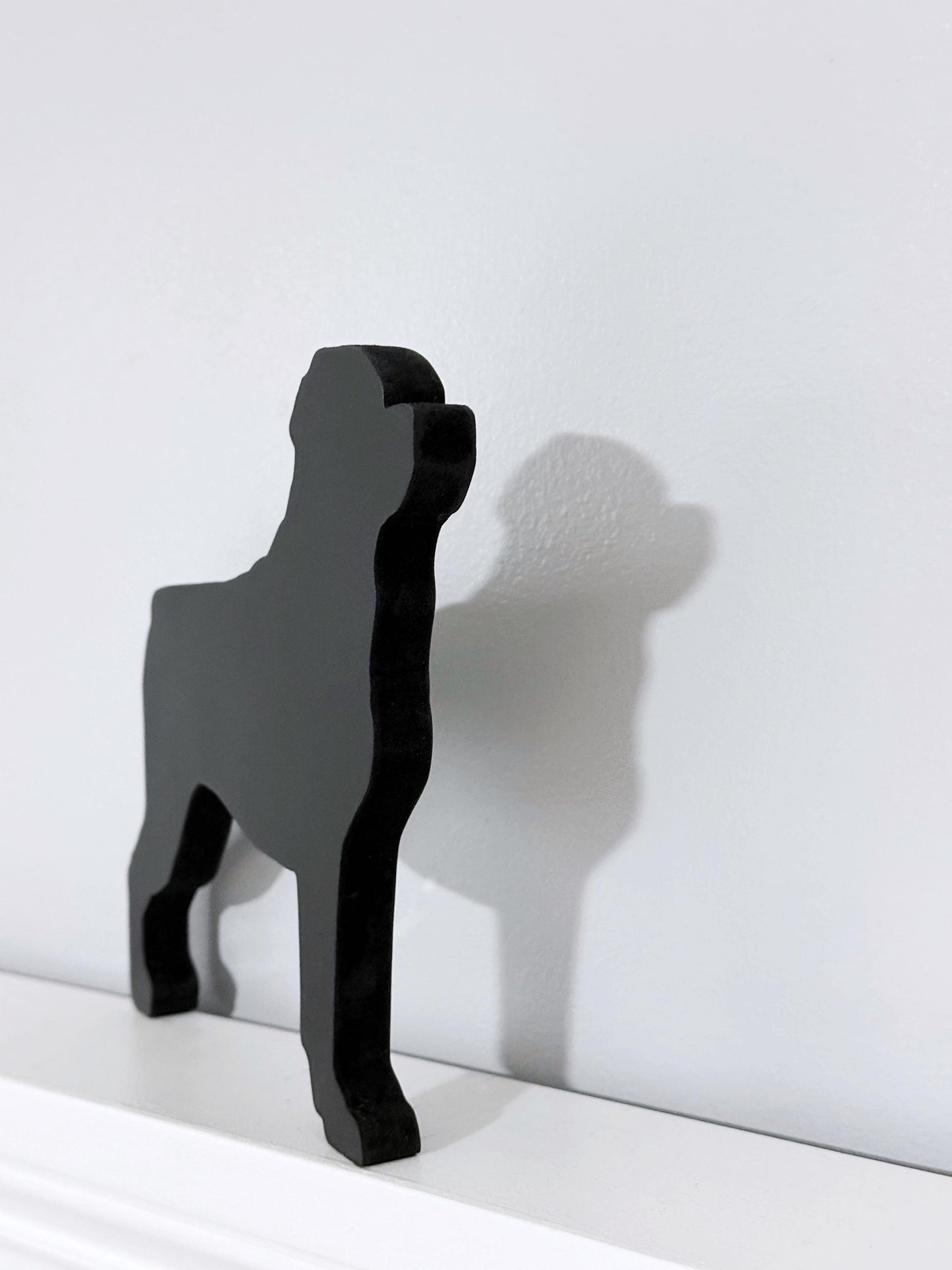 Handmade Rottweiler dog shelf sitter or door topper for dog lover.