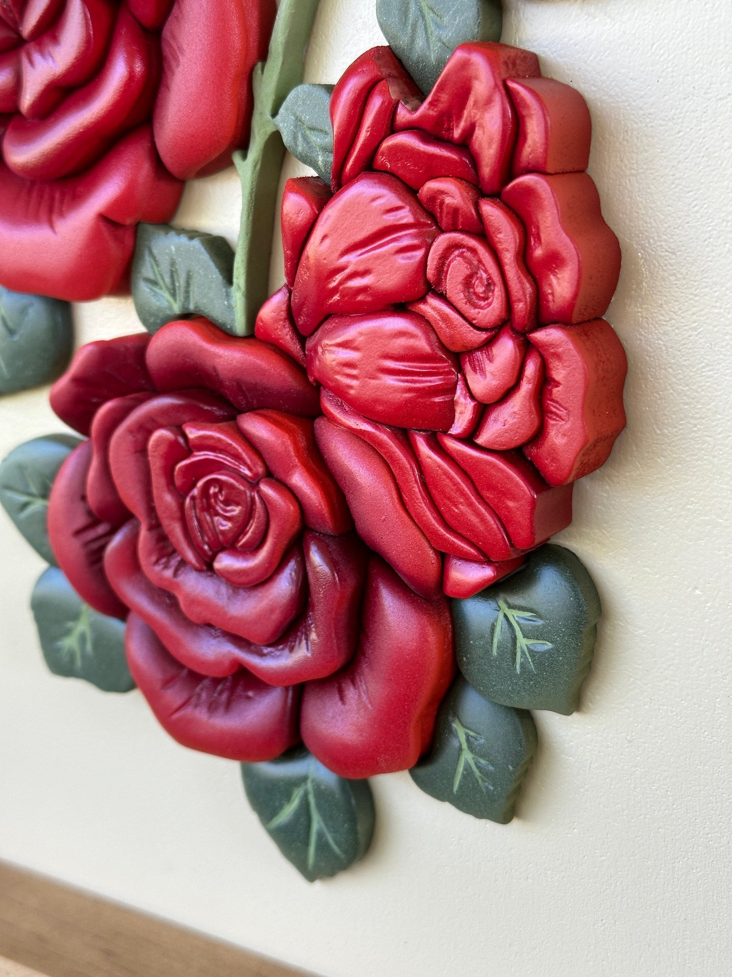 Handcrafted Wood Roses framed floral wall art - Christmas Gift for Her
