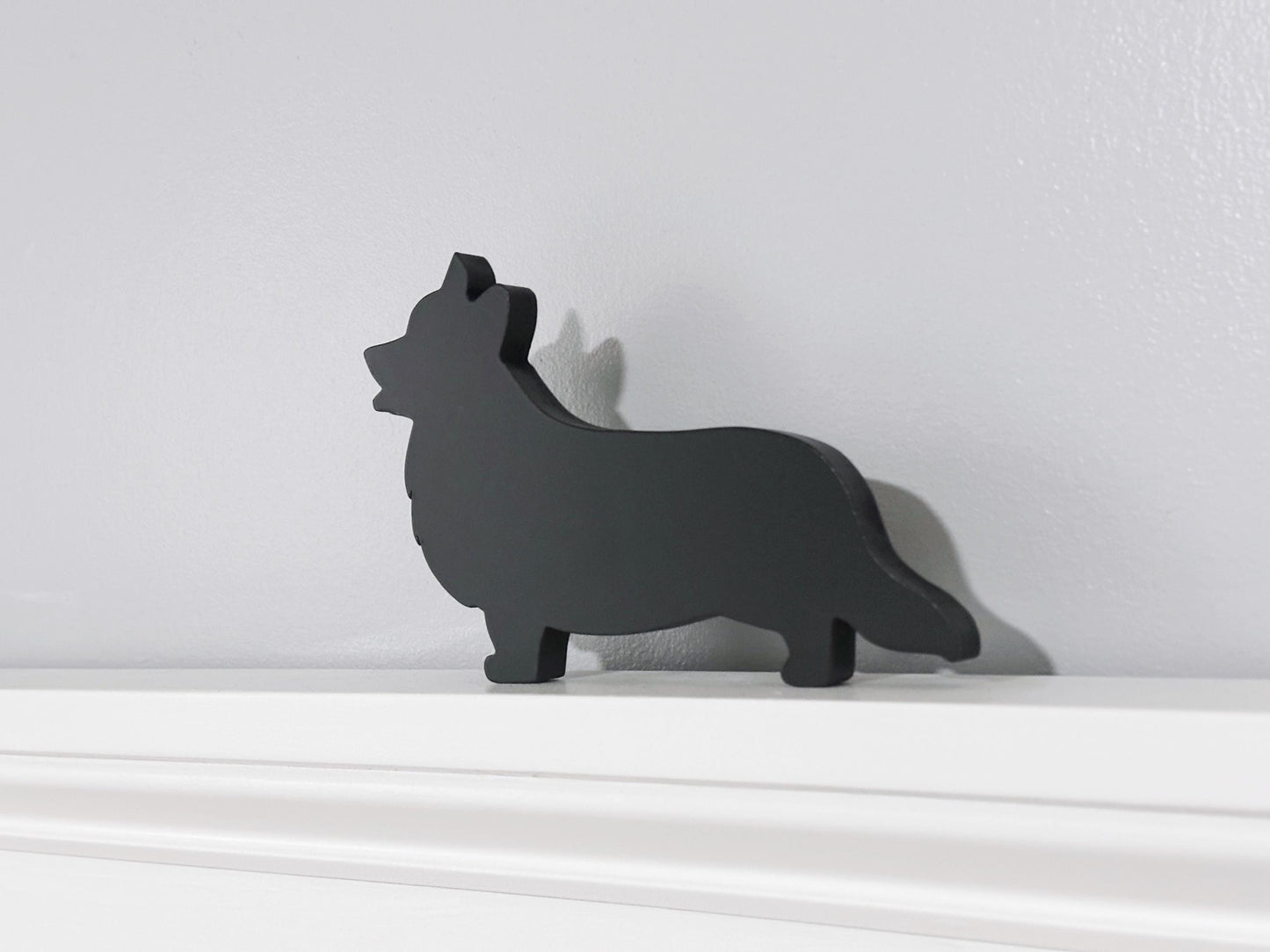 Handmade Wooden Corgi Shelf Sitter: Dog Memorial Decor