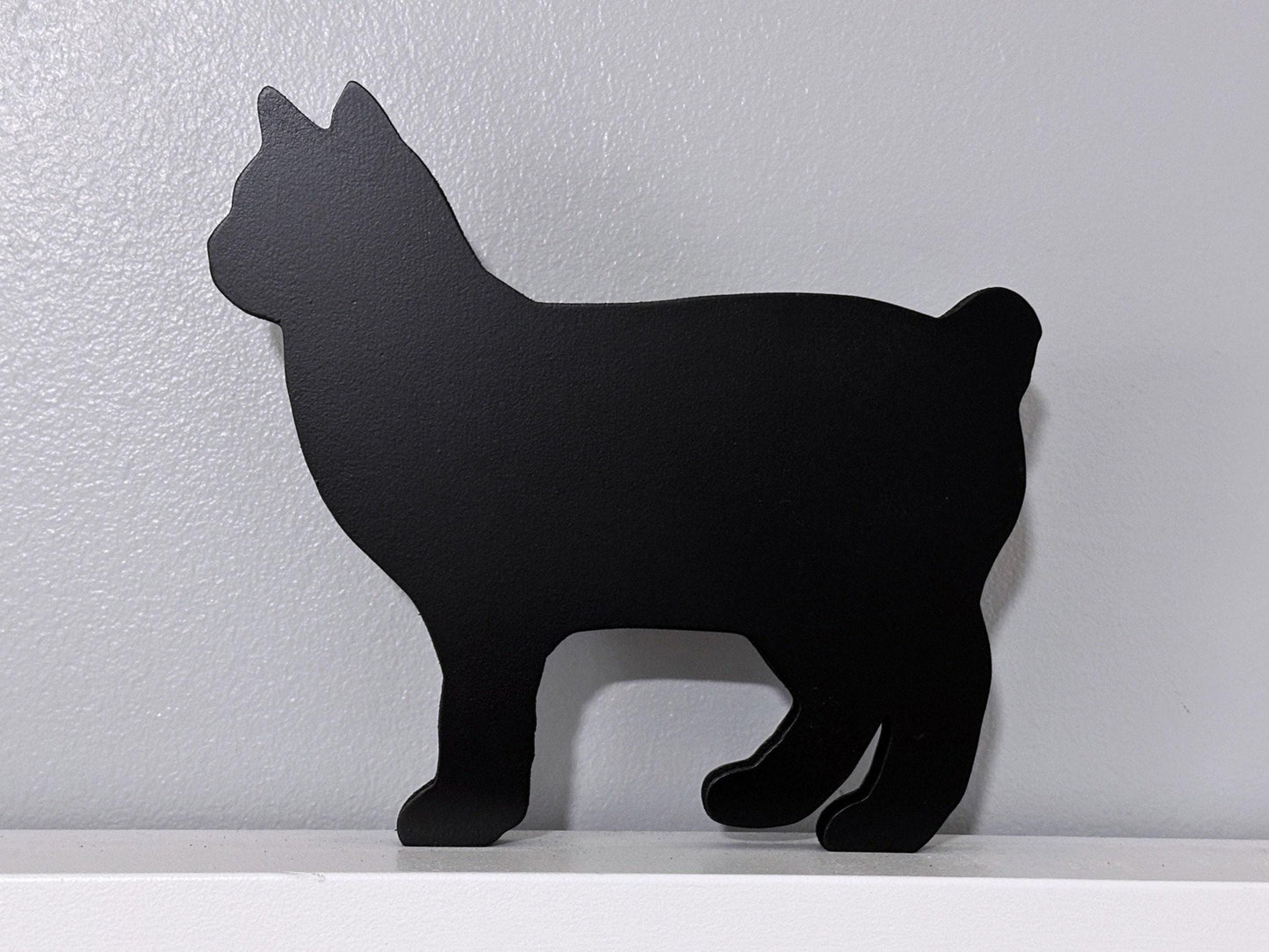 Manx Bobtail Black Cat door topper,  Handmade gift for cat lover, Cat memorial gift