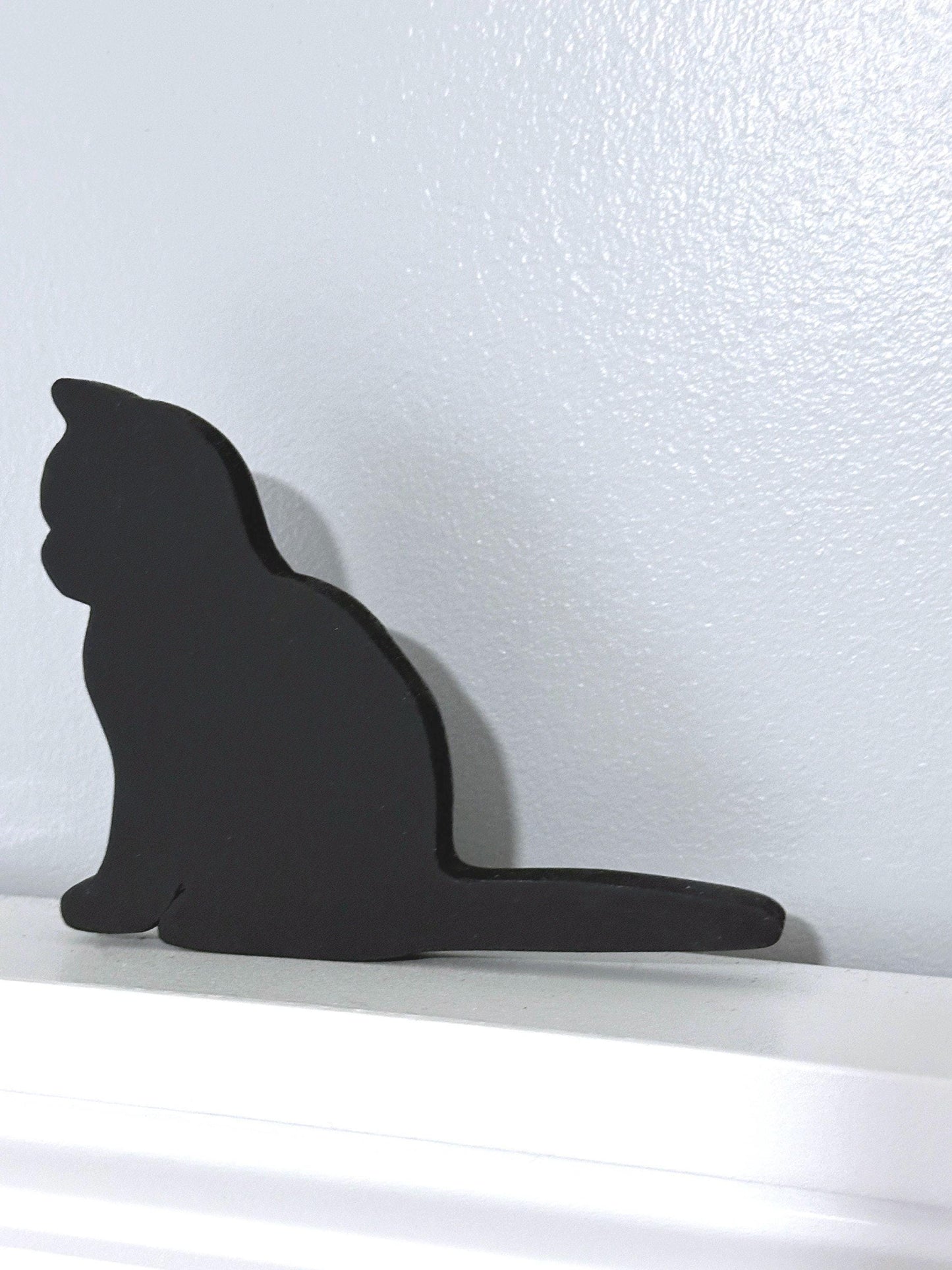 Hand Scrolled Black Kitten Door Topper: Whimsical Cat Lover Gift