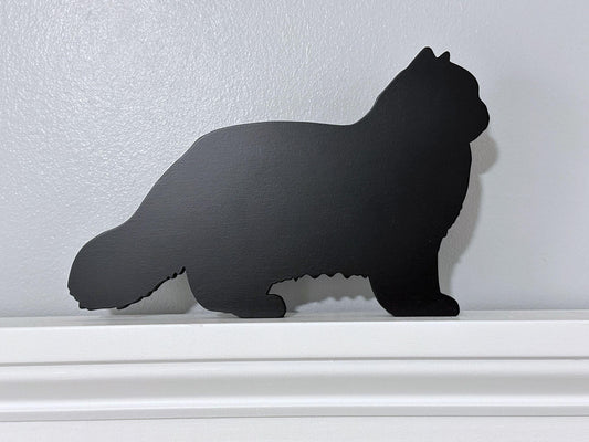 Handmade Black Persian Cat Shelf Sitter: Door Topper Decor