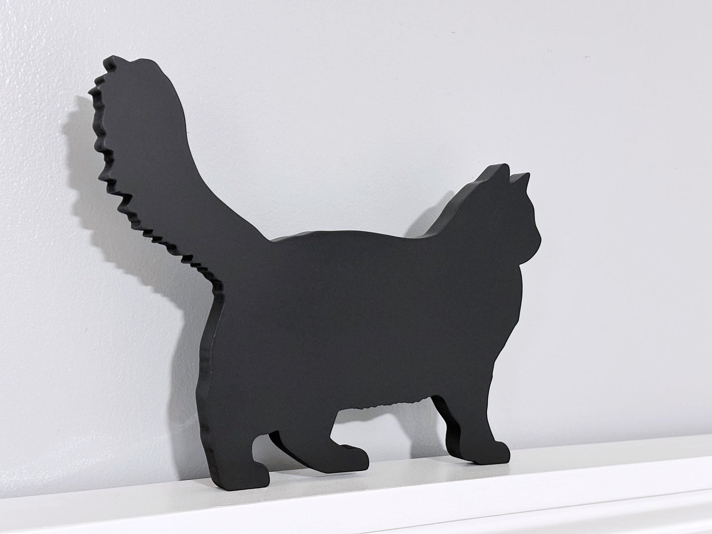 Handmade Ragdoll Black Cat Shelf Sitter: Long Haired Cat Door Topper