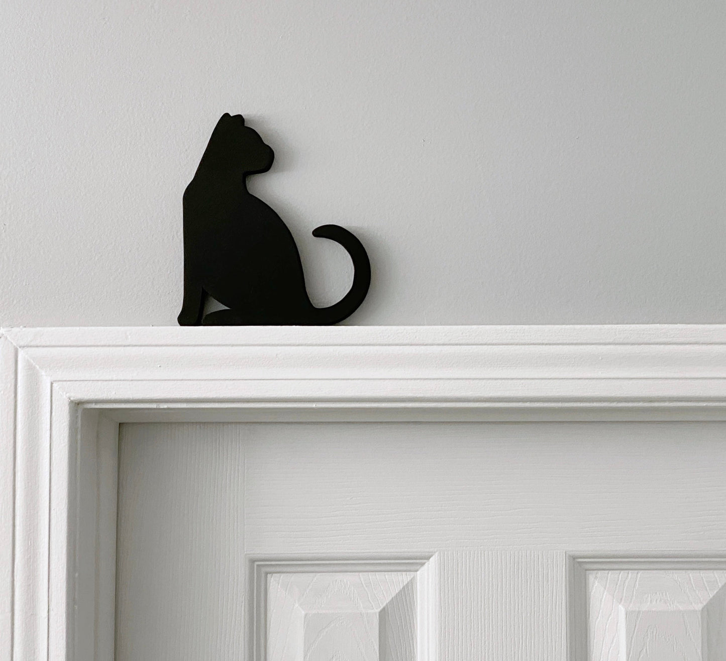 Black Cat Door Topper: Handmade Wood Shelf Sitter