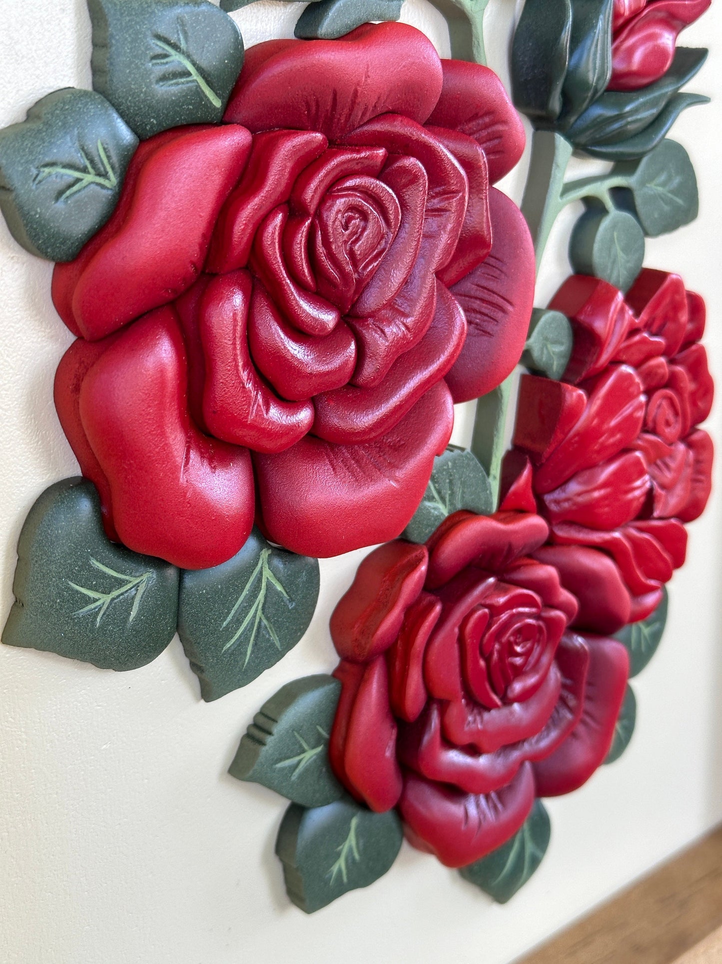 Handcrafted Wood Roses framed floral wall art - Christmas Gift for Her