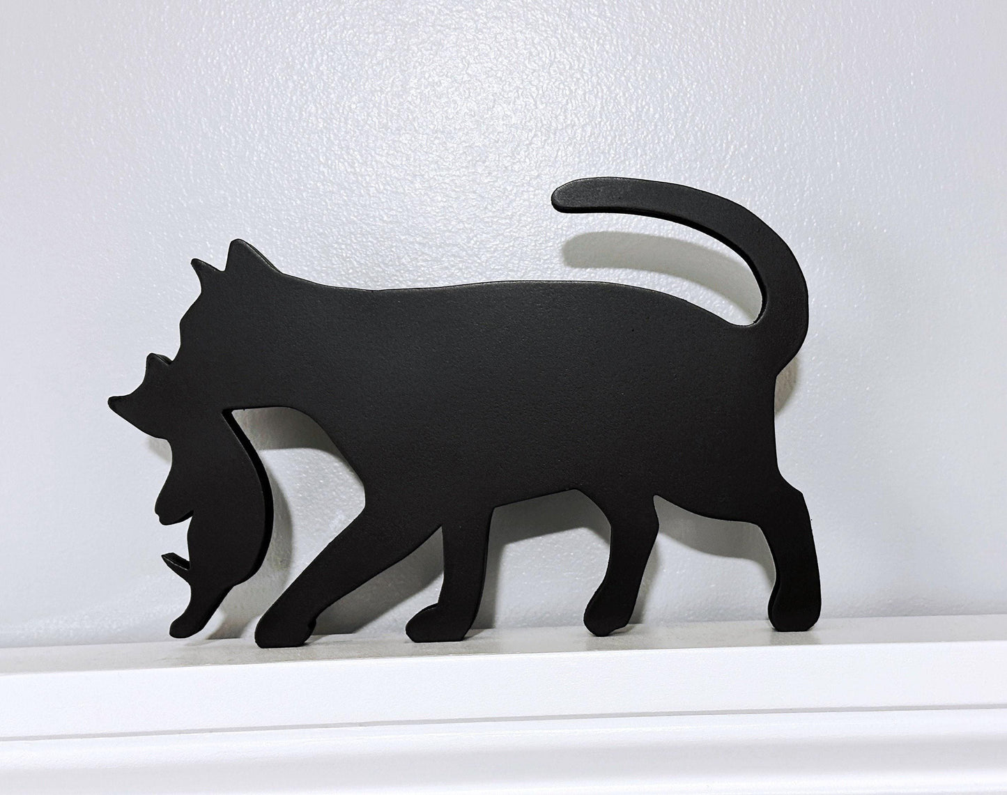 Handmade Black Cat with Kitten Door Topper: Cat Lover Gift