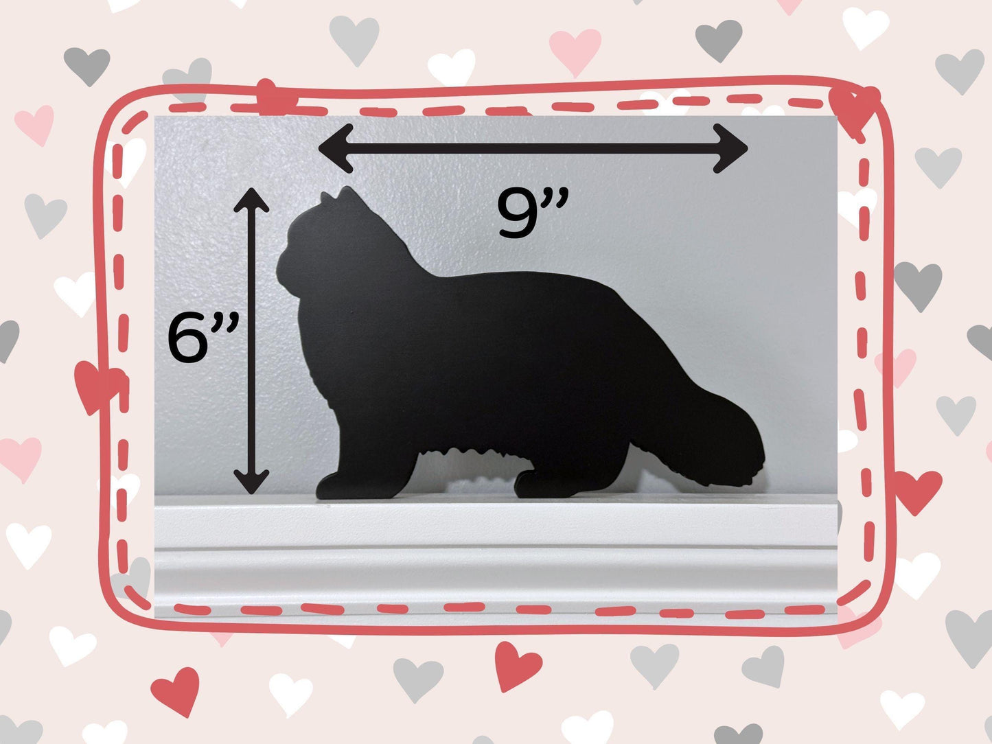 Handmade Black Persian Cat Shelf Sitter: Door Topper Decor