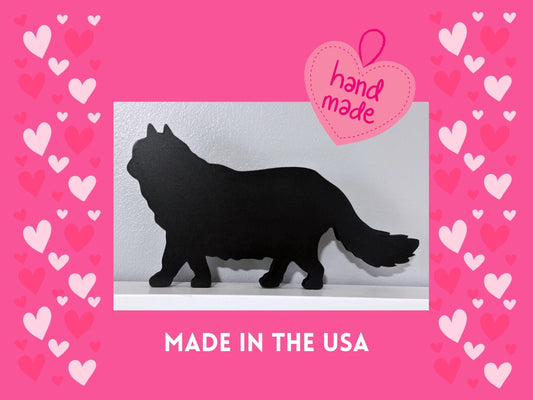 Long Haired Black Cat silhouette door topper, Handmade gift for cat lover, Cat memorial gift