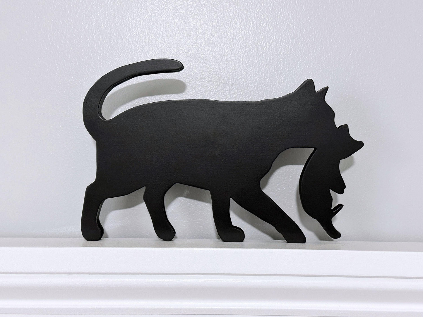 Handmade Black Cat with Kitten Door Topper: Cat Lover Gift