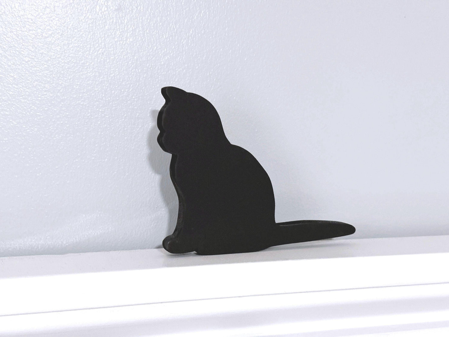 Hand Scrolled Black Kitten Door Topper: Whimsical Cat Lover Gift
