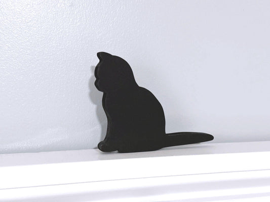Hand Scrolled Black Kitten Door Topper: Whimsical Cat Lover Gift