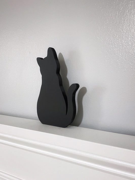 Handmade Black Cat Door Topper: Cat Lover Gift, Shelf Sitter Decor