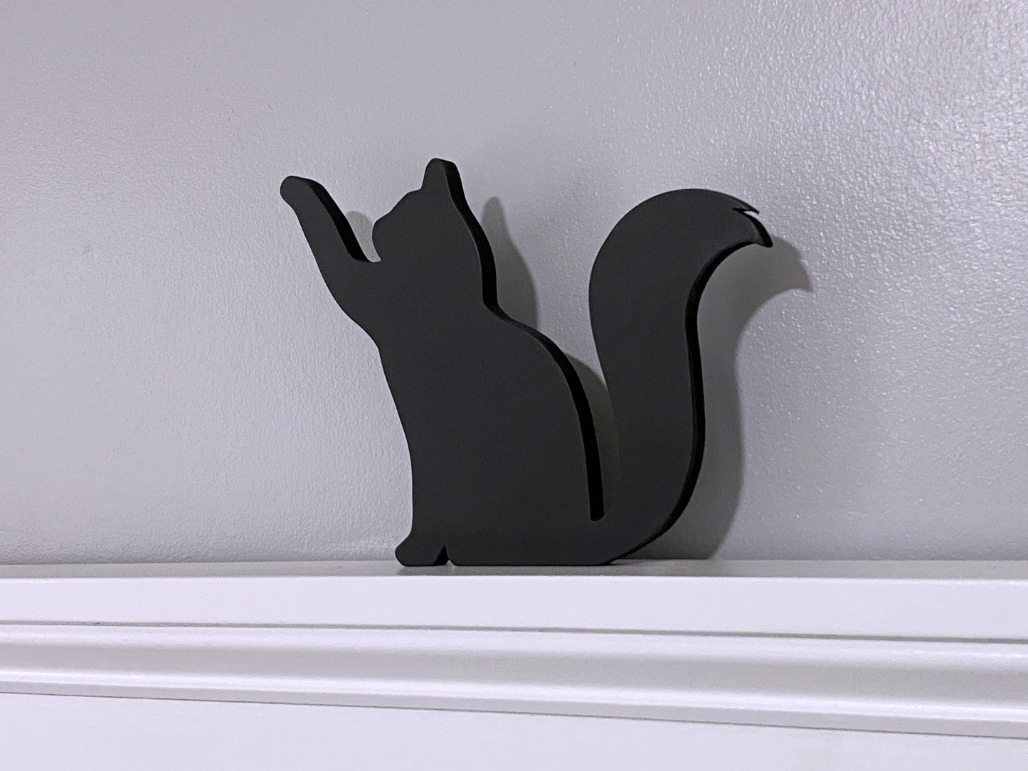 Handmade Black Cat Silhouette: Wooden Door Topper Shelf Decor