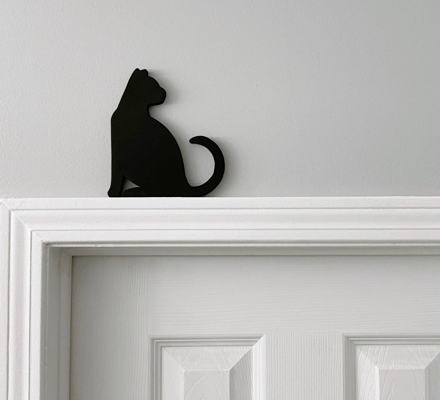 Handmade Black Cat Door Toppers: Whimsical Cat Shelf Decor, set of Three