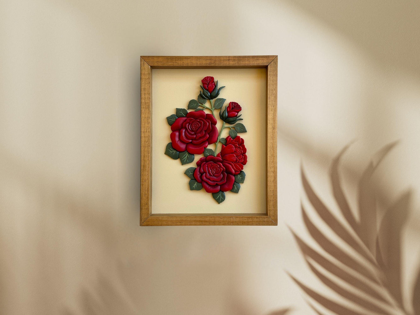 Handcrafted Wood Roses framed floral wall art - Christmas Gift for Her