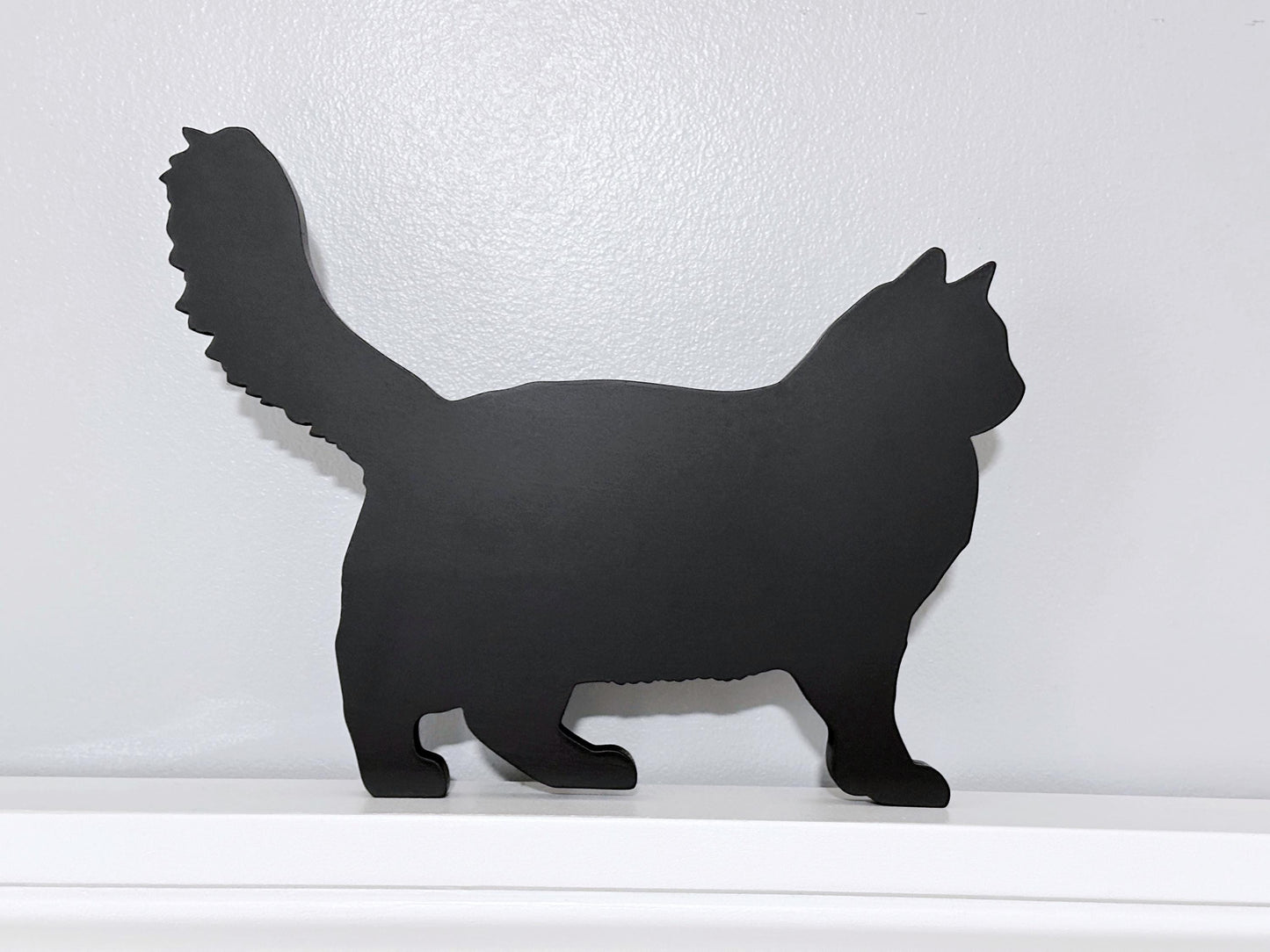Handmade Ragdoll Black Cat Shelf Sitter: Long Haired Cat Door Topper