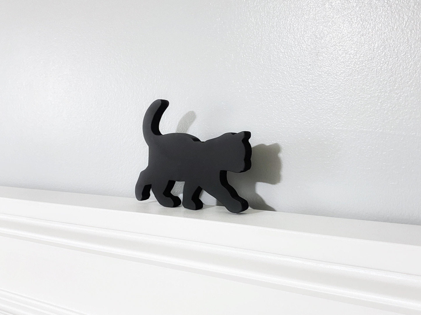 Handmade Black Cat Door Toppers: Whimsical Cat Shelf Decor, set of Three