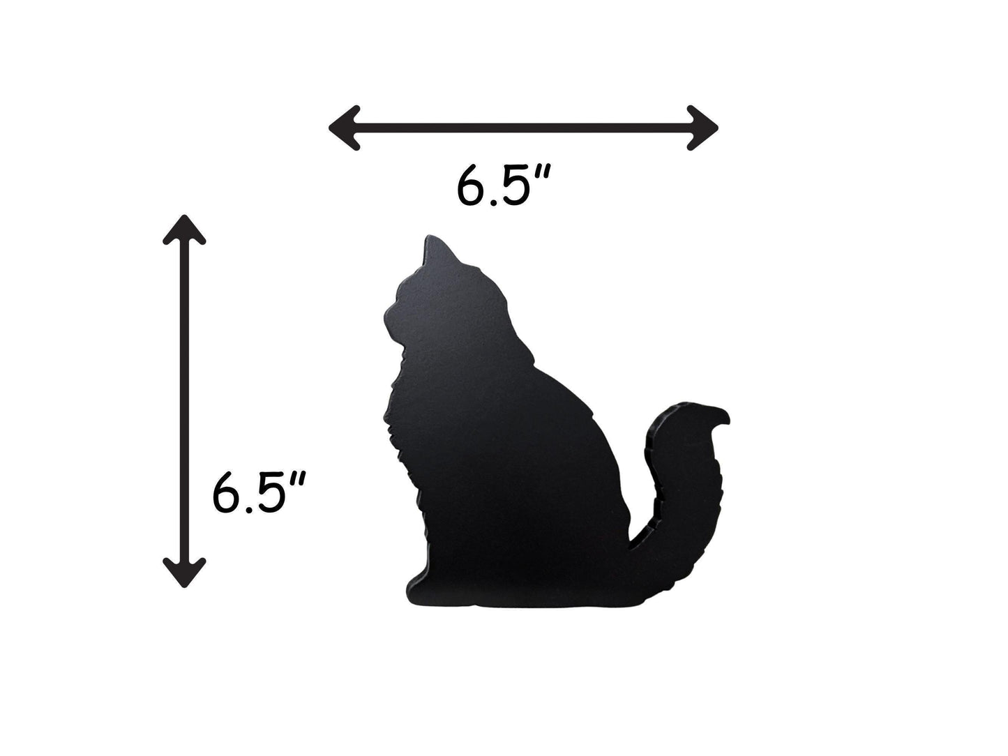 Long haired sitting black Cat wood door topper or shelf sitter, Handmade gift for cat lover