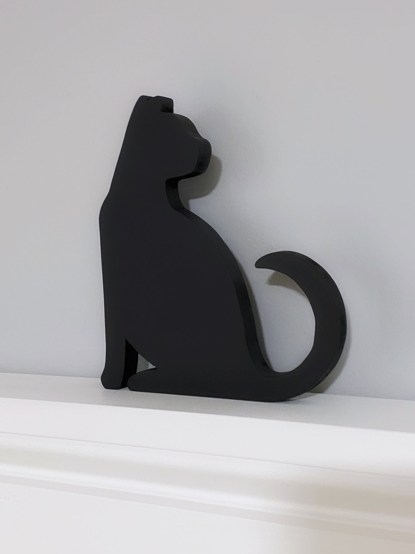 Black Cat Door Topper: Handmade Wood Shelf Sitter