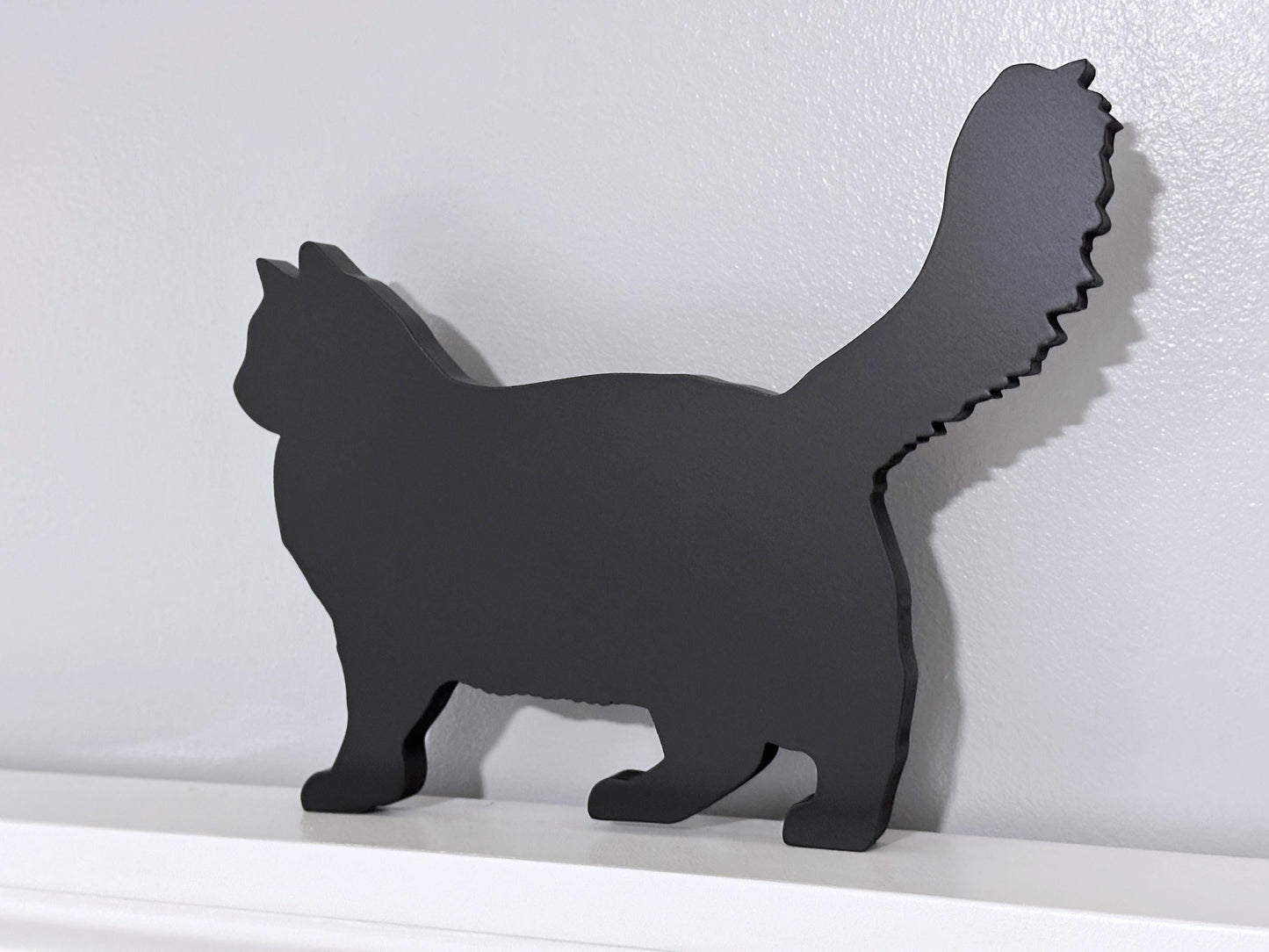 Handmade Ragdoll Black Cat Shelf Sitter: Long Haired Cat Door Topper