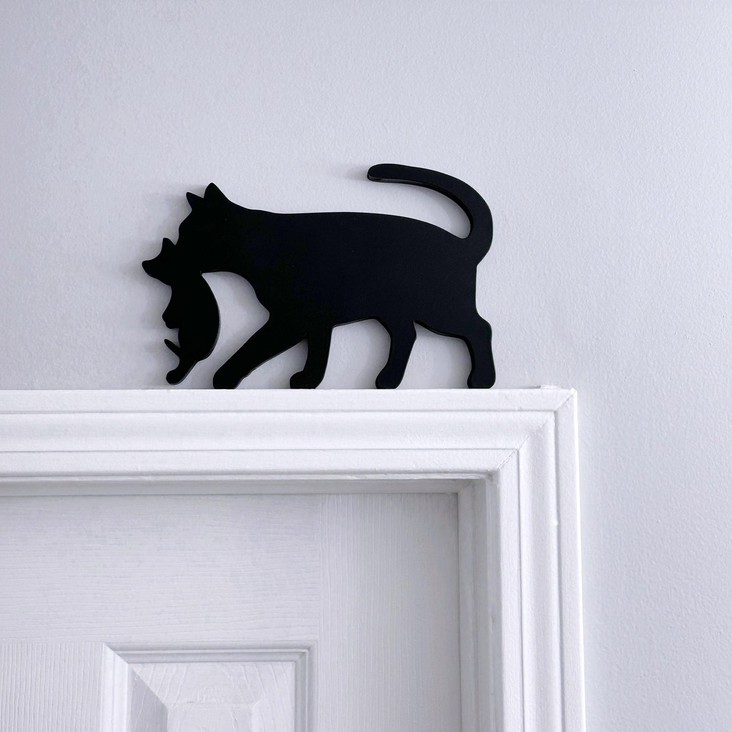 Handmade Black Cat with Kitten Door Topper: Cat Lover Gift