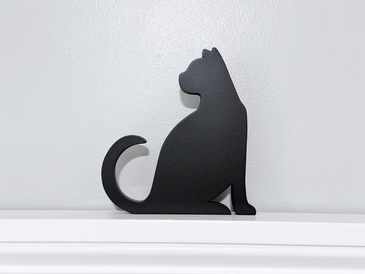 Black Cat Door Topper: Handmade Wood Shelf Sitter