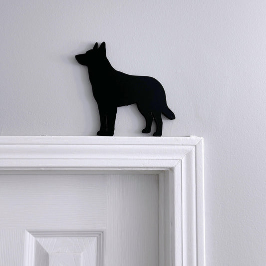 Belgian Malinois Door Topper: Hand Scrolled Dog Shelf Sitter