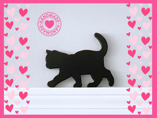 Handmade Black Kitten Door Topper: Cat Lover Gift
